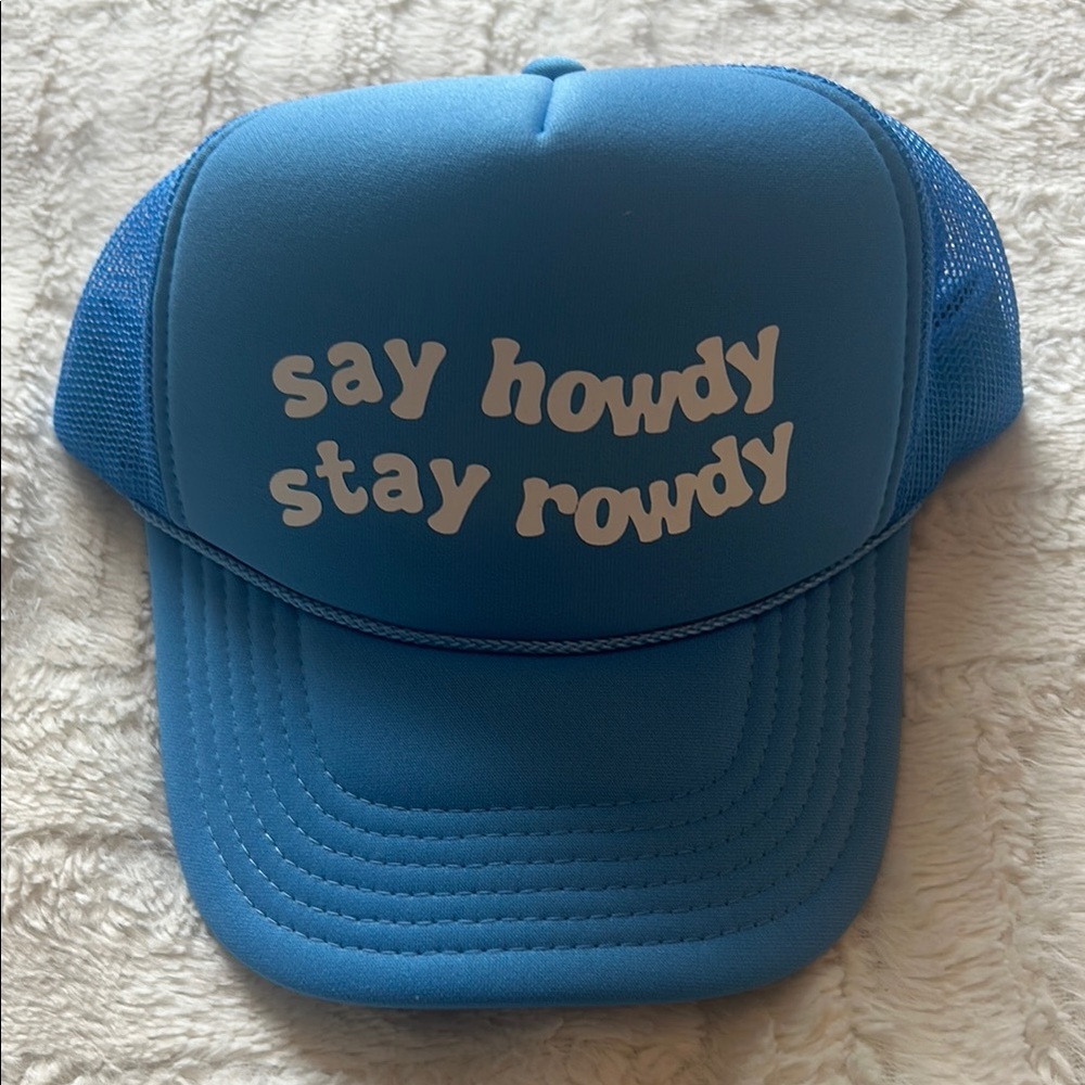 Blue Trucker Hat with Fun Slogan